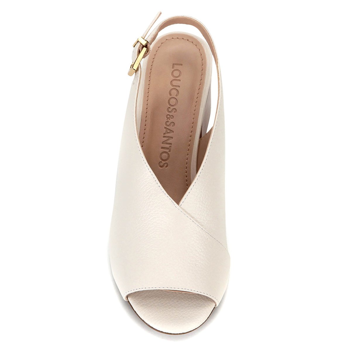 Sandália Couro Loucos \u0026 Santos Salto Grosso Recorte V Feminina - Branco |  Zattini